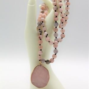 Pink rhodochrosite pendant necklace